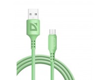 USB кабель F207 Micro, green, 1м,2.4А,силикон, пакет