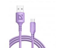 USB кабель F207 Micro, violet, 1м,2.4А,силикон, пакет