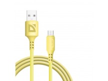 USB кабель F207 Micro, yellow, 1м,2.4А,силикон, пакет