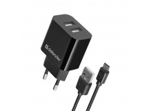 Сетевой адаптер UPC-21 2xUSB,5V/2.1А кабель microUSB