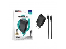 Сетевое ЗУ BOROFONE BAS75A + кабель Lightning/Type-C (PD/30W) черное