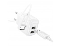 Сетевое ЗУ HOCO CS51A + кабель Type-C (2USB/2.4A) белое