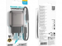 Сетевой адаптер питания BOROFONE BAS54A PD 20W + QC 3.0 + кабель Type-C - Type-C (черный)