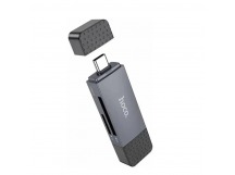 Кардридер HOCO HB45 Spirit, USB/Type-C 2.0, пластик, TF/ SD карта, цвет: серый (1/50/200)
