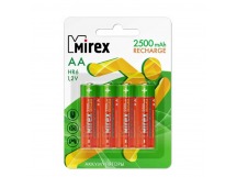 Аккумулятор Ni-MH Mirex HR6 / AA 2500mAh 1,2V 4 шт (4/40/200), ecopack