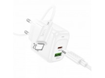 Блок питания сетевой 1 USB, 1 Type-C HOCO CS54A Surplus, 3.0A, PD20Вт, кабель Type-C - 8 pin, цвет: белый (1/28/168)