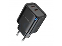 Блок питания сетевой 2 Type-C Borofone BA85A Flare, пластик, PD35Вт, QC3.0, цвет: чёрный (1/40/160)