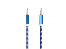 AUX кабель 3.5-3.5 мм (M-M), 1 м, синий, нейлоновая оплетка, (A-35-35 blue)/100