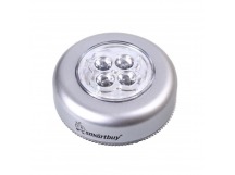 Светодиодный фонарь PUSH LIGHT 1 шт х 4 LED Smartbuy 3AAA, серебристый (SBF-831-S)
