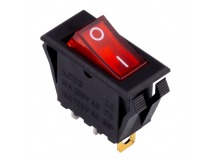 Выключатель клавишный 250В 16А (3с) ON-OFF красный с подсветкой (SBE-16-S34r-rp)