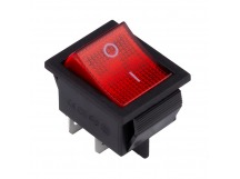 Выключатель клавишный 250В 16А (4с) ON-OFF красный с подсветкой (SBE-16-S31r)