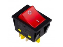 Выключатель клавишный 250В 32А (4с) ON-OFF красный с подсветкой (SBE-32-S31r)