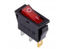 Выключатель клавишный 250В 6А (4с) ON-OFF красный  с подсветкой (SBE-06-S34r)