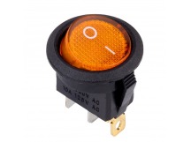 Выключатель клавишный круглый 250В 6А (3с) ON-OFF желтый с подсветкой (SBE-06-S30y)