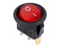 Выключатель клавишный круглый 250В 6А (3с) ON-OFF красный с подсветкой (SBE-06-S30r-rp)