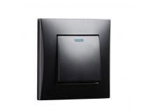 Выключатель 1-клавишный с индикатором 10А черный "Вега" (SBE-08b-10-SW1-1)