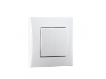 Выключатель 2-клавишный 10А белый "Вега" (SBE-08w-10-SW2-0)