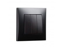 Выключатель 3-клавишный 10А черный "Вега" (SBE-08b-10-SW3-0)