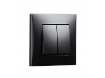 Выключатель проходной 2-клавишный 10А черный "Вега" (SBE-08b-10-SW22-0)