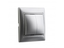 Выключатель 2-клавишный 10А серебро, "Венера" (SBE-01s-10-SW2-0-c)