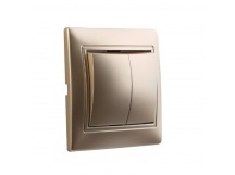 Выключатель 2-клавишный 10А шампань, "Венера" (SBE-01c-10-SW2-0-c)