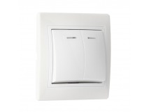 Выключатель 2-клавишный с индикатором 10А белый "Венера" (SBE-01w-10-SW2-1)