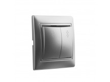 Выключатель проходной 2-клавишный 10А серебро "Венера" (SBE-01s-10-SW22-0)