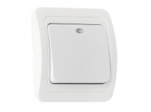 Выключатель 1-клавишный с индикатором 10А белый, керамика "Марс" (SBE-02w-10-SW1-1-c)