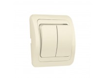 Выключатель 2-клавишный 10А бежевый, керамика "Марс" (SBE-02i-10-SW2-0-c)
