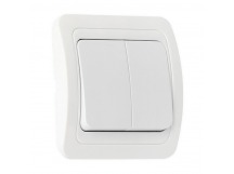 Выключатель 2-клавишный 10А белый, керамика "Марс" (SBE-02w-10-SW2-0-c)