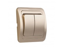 Выключатель 2-клавишный 10А шампань "Марс" (SBE-02c-10-SW2-0-c)