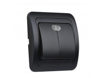 Выключатель 2-клавишный с индикатором 10А черный "Марс" (SBE-02b-10-SW2-1-c)