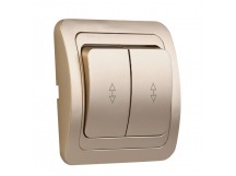 Выключатель проходной 2-клавишный 10А шампань "Марс" (SBE-02c-10-SW22-0)