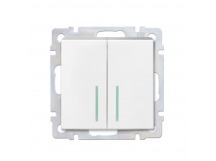 Выключатель 2-клавишный с индикатором 10А белый "Нептун" (SBE-05w-10-SW2-1)