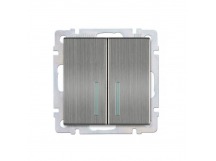 Выключатель 2-клавишный с индикатором 10А серый никель "Нептун" (SBE-05gn-10-SW2-1)