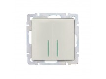 Выключатель проходной 2-клавишный с индикатором 10А бежевый "Нептун" (SBE-05i-10-SW22-1)