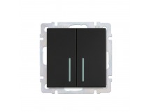 Выключатель проходной 2-клавишный с индикатором 10А черный "Нептун" (SBE-05b-10-SW22-1)