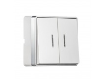 Выключатель 2-клавишный с индикатором 10А белый "Сириус" (SBE-07w-10-SW2-1)