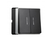 Выключатель 2-клавишный с индикатором 10А черный "Сириус" (SBE-07b-10-SW2-1)