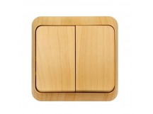 Выключатель 2-клавишный 10А светлое дерево "Юпитер" (SBE-03lw-10-SW2-0)