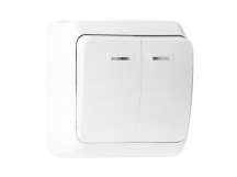 Выключатель 2-клавишный с индикатором 10А белый "Юпитер" (SBE-03w-10-SW2-1)