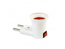 Переходник вилка-Е27 с выключателем, белый (SBE-A-L-E27)