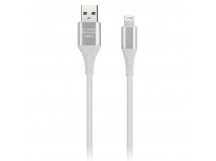 Дата-кабель Smartbuy 8pin кабель в резин. оплетке Gear, 1м. мет.након., <2А, бел.(iK-512ERG white)