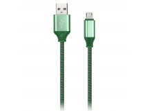 Дата-кабель Smartbuy MicroUSB кабель в нейлон. оплетке Socks, 1 м., <2А, зелен.(iK-12NS green)/100