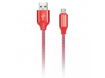 Дата-кабель Smartbuy MicroUSB кабель в нейлон. оплетке Socks, 1 м., <2А, красн.(iK-12NS red)