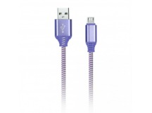 Дата-кабель Smartbuy MicroUSB кабель в нейлон. оплетке Socks, 1 м., <2А, фиолет.(iK-12NS violet)/100