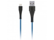 Дата-кабель Smartbuy USB - 8 pin, "карбон", экстрапрочный, 2.0 м, до 2А, синий (iK-520n-2 blue)