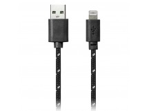 Дата-кабель Smartbuy USB - 8-pin для Apple, нейлон, длина 1 м, черный (iK-512n black)/100