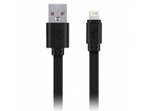Дата-кабель Smartbuy USB - 8-pin для Apple, плоский, резин, длина 3.0 м, до 2А, черный (iK-530r-2)