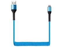 Дата-кабель Smartbuy USB - 8-pin для Apple, спиральный, длина 1,0 м, синий (iK-512sp-blue)